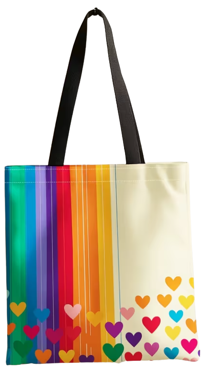 pride tote bag with love hearts