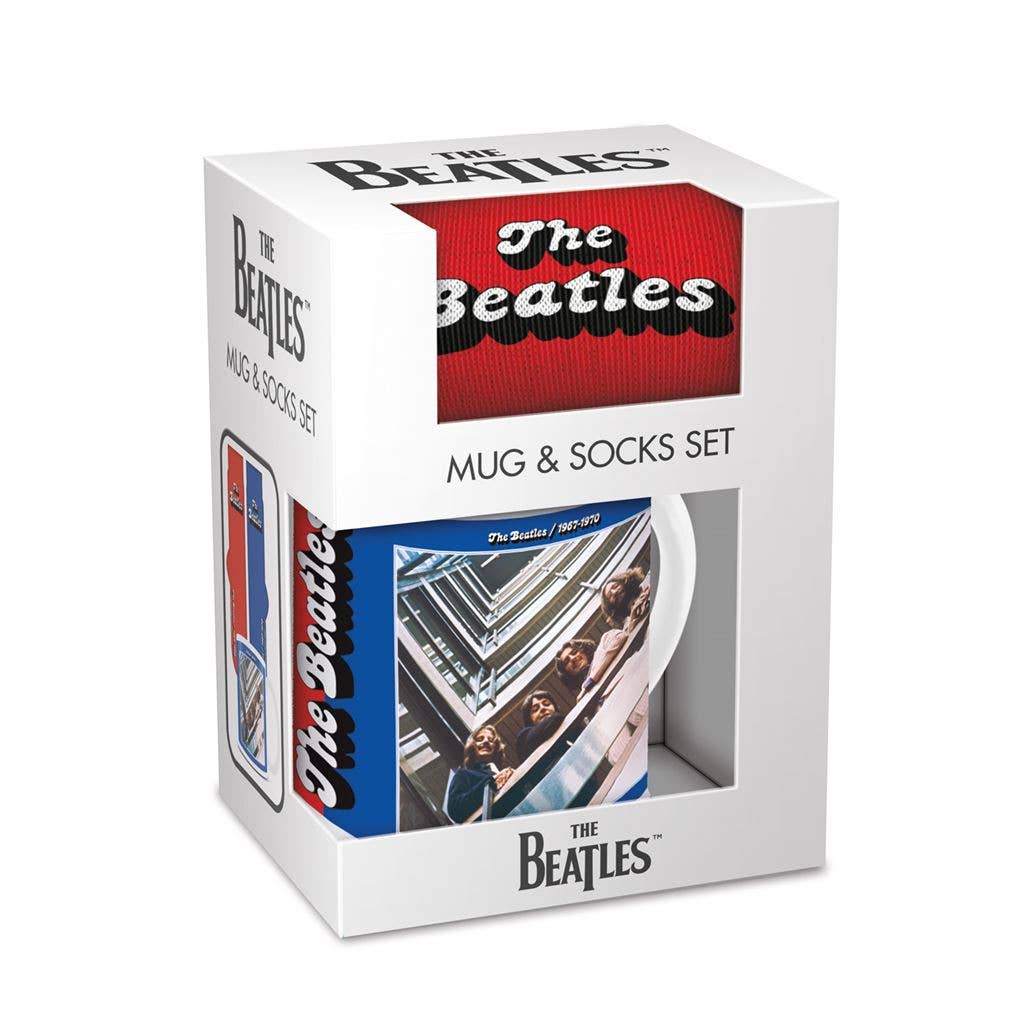 The Beatles (Fab Four) Mug & Sock Set (Red & Blue)