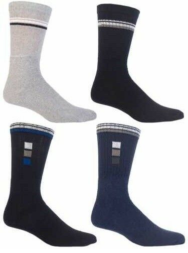 MENS BIG FOOT SPORTS SOCKS BLACK WHITE OR COLOURS PACK OF 3 SIZE 11-13.5