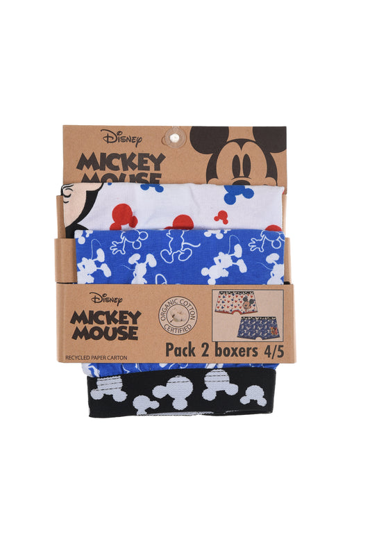 Boys Disney Mickey Mouse Boxer Shorts Organic Cotton Blue/White