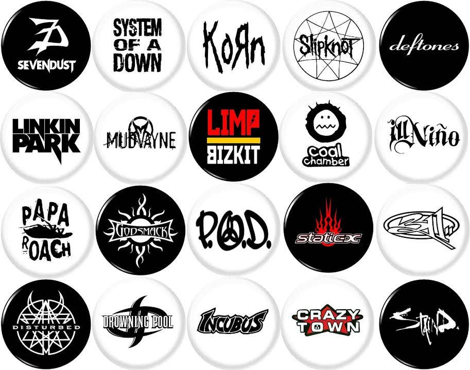 NU METAL music bands x 20 1" inch (25mm) pins rock 2000s 90s