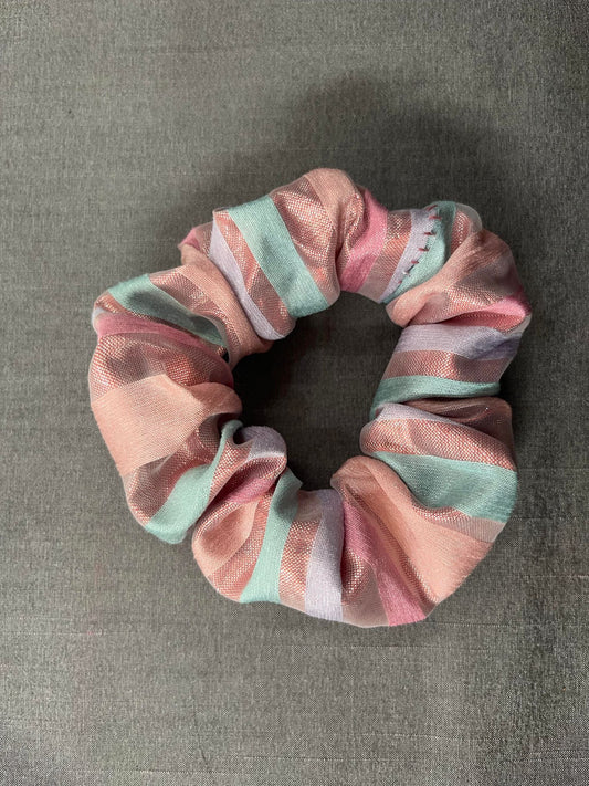 Pink stripe scrunchies