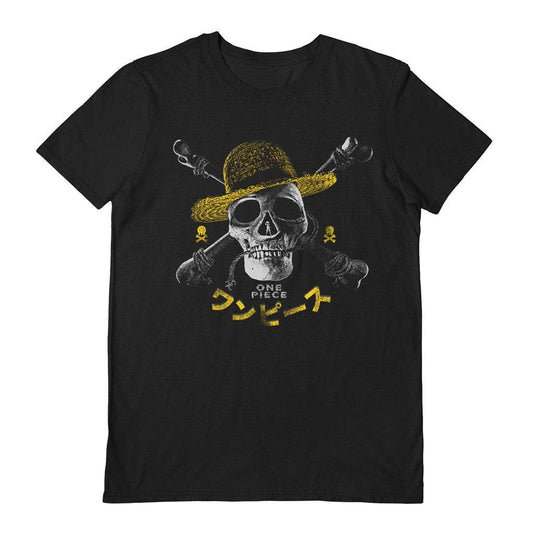One Piece (Live Action Skull Hat) Black Adult T-Shirt