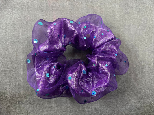 Purple puff sparkle scrunchies