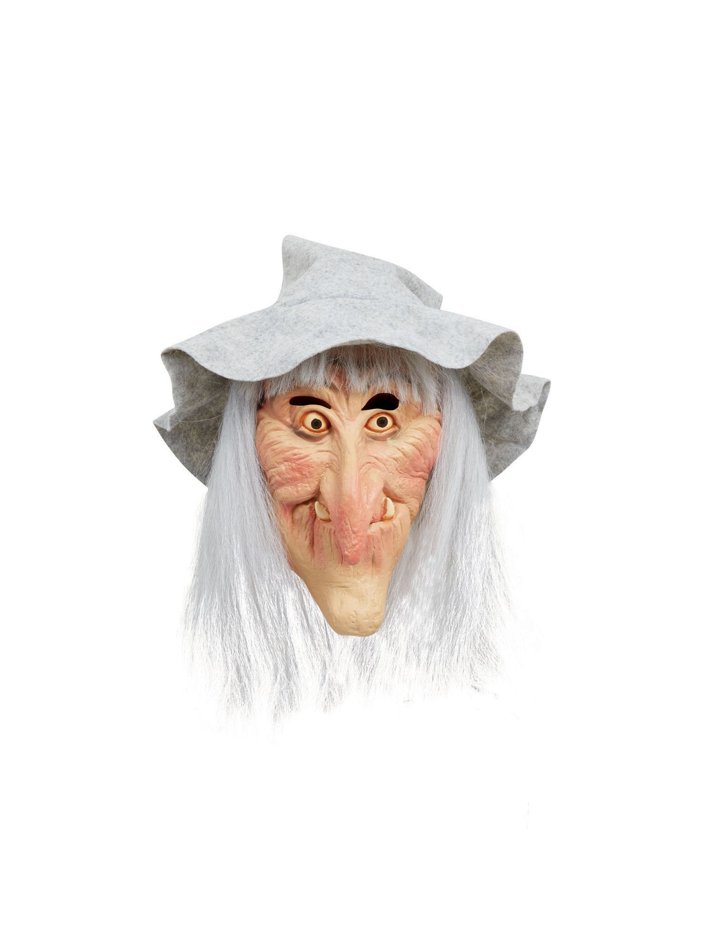 Witch mask with hair and hat