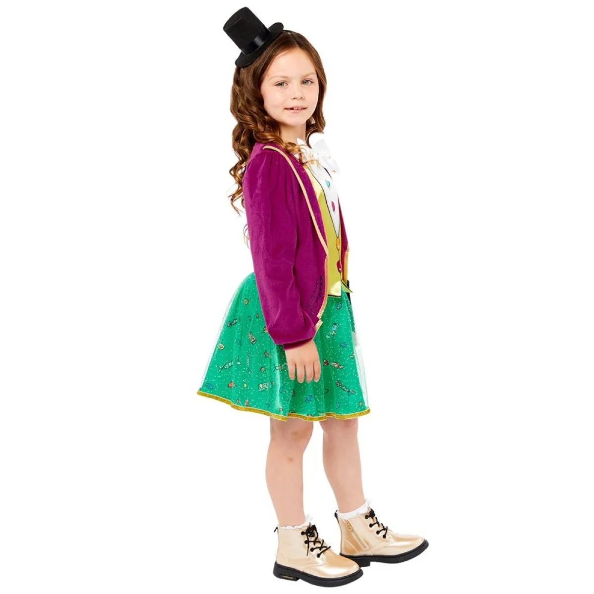 Girls Willy Wonka Costume With Cute Mini Top Hat