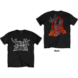 Yungblud Unisex T-Shirt "Weird Flaming Skeletons" Black. Back Print.