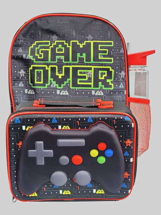 Gamer Backpack with Lunchbox and Water/Juice Bottle