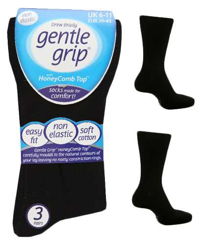 Men's Big Foot Gentle Grip Honeycomb Top. 3PK