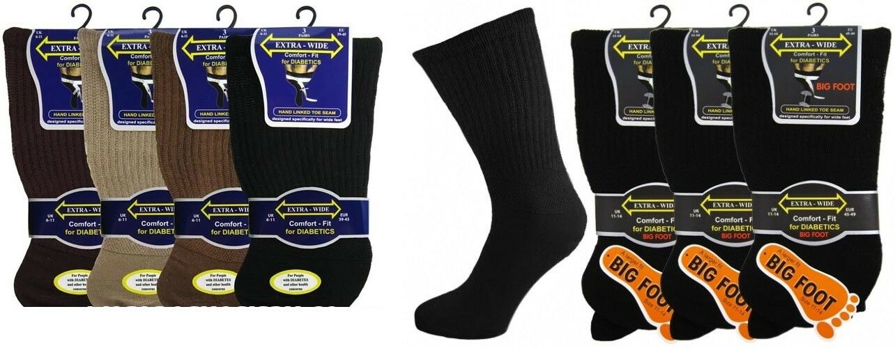 MEN'S BIG FOOT WIDE FIT DIABETIC SOCKS SIZE 11-14