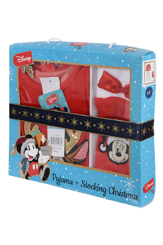 Red Minnie Mouse Christmas Pyjamas with Christmas Stocking