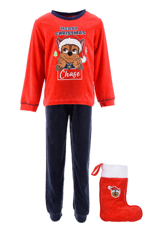 Paw Patrol Christmas Pyjamas with Christmas Stocking red