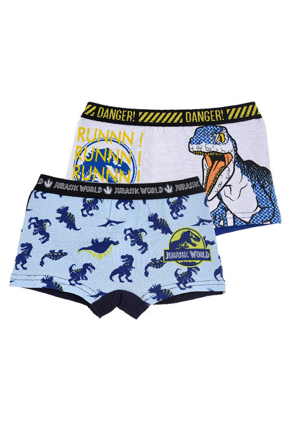 Jurassic World Organic Cotton Boys Boxer Shorts 2Pk Blue