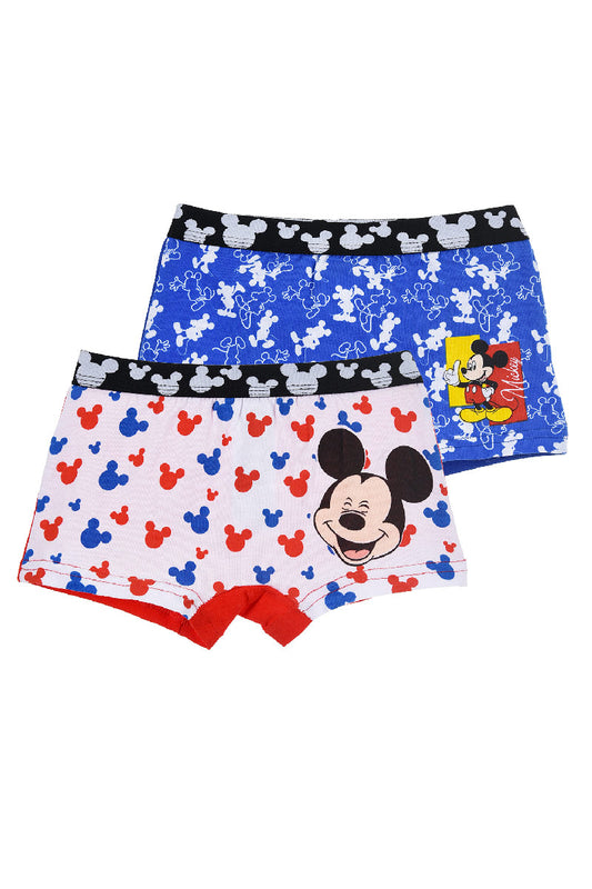 Boys Disney Mickey Mouse Boxer Shorts Organic Cotton Blue/White