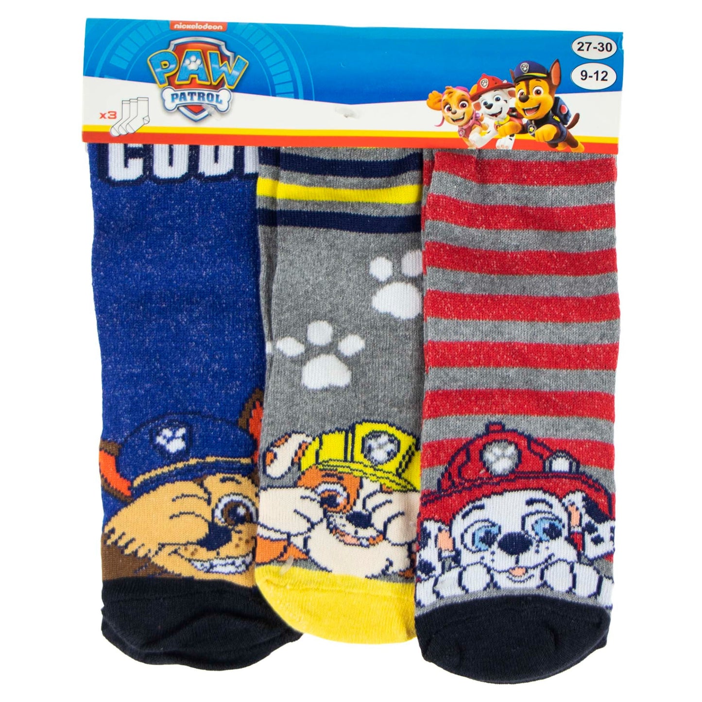 Boys Paw Patrol Socks pack of 3 pairs