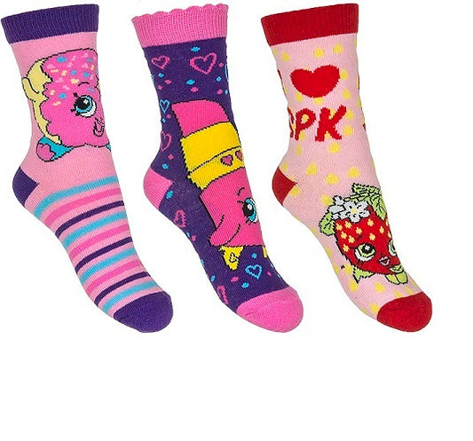 Shopkins Girls Socks 3pk