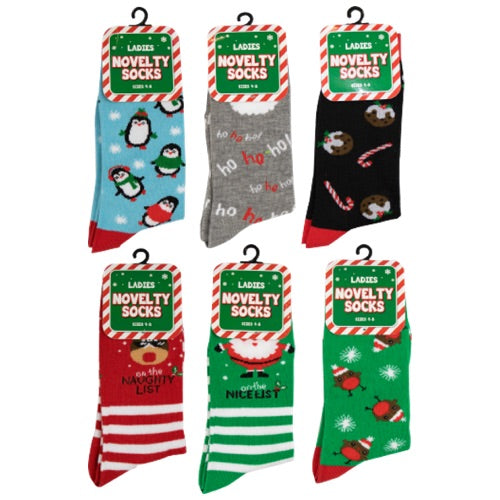 ladies Novelty Christmas Socks 3 pack