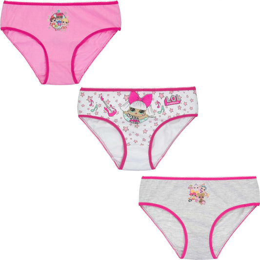 Girls LOL Surprise Underwear 3 Pair Pack in 3 Sizes