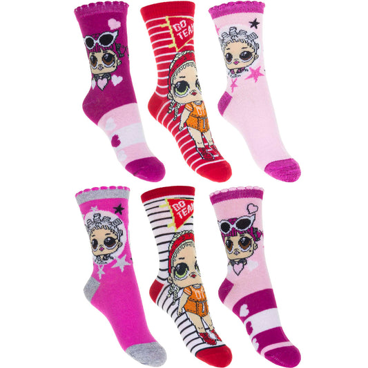 Lovely LOL Surprise GO TEAM Socks 2 Designs in 3 Sizes 3 pair packs