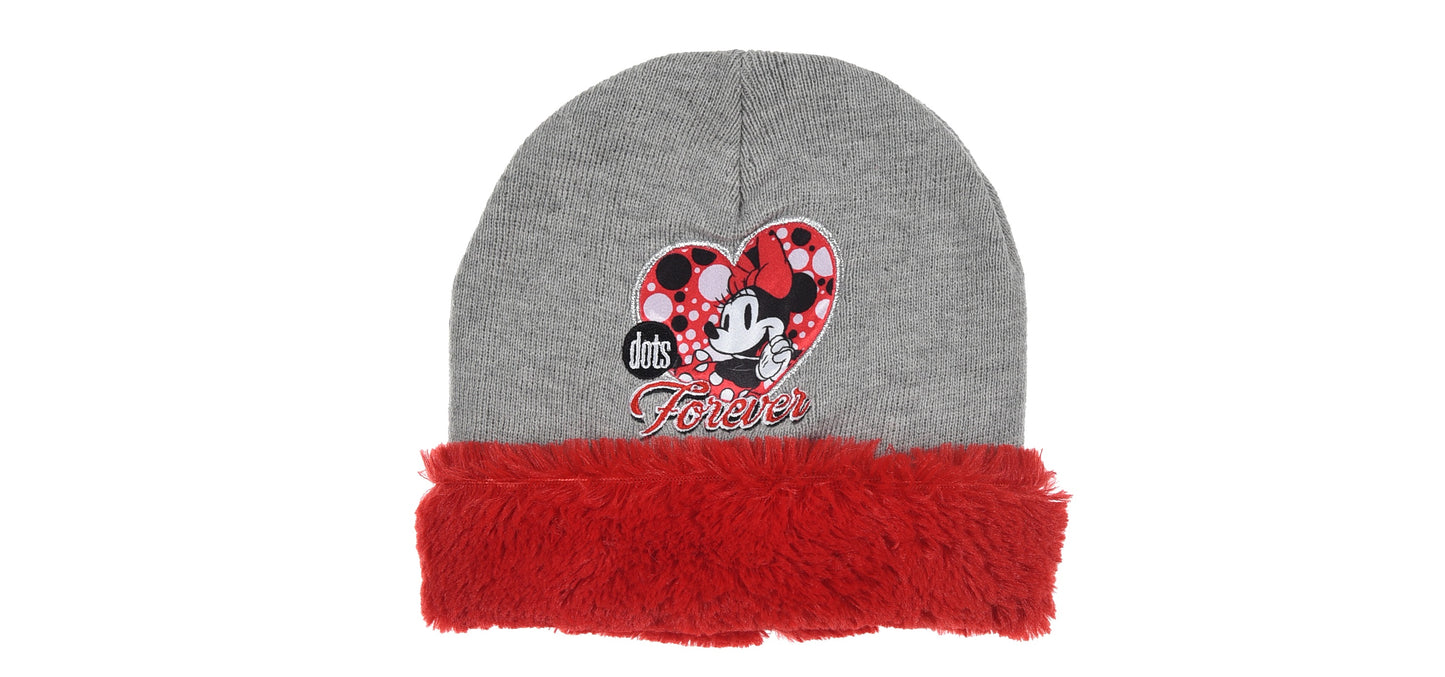 Minnie Mouse Hat, Scarf And Gloves Set Red/Grey