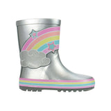 Kids Silver Rainbow Wellies