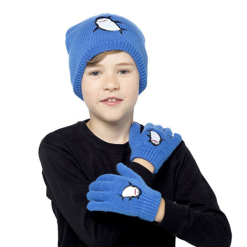 Boys Blue knitted Shark Motif hat