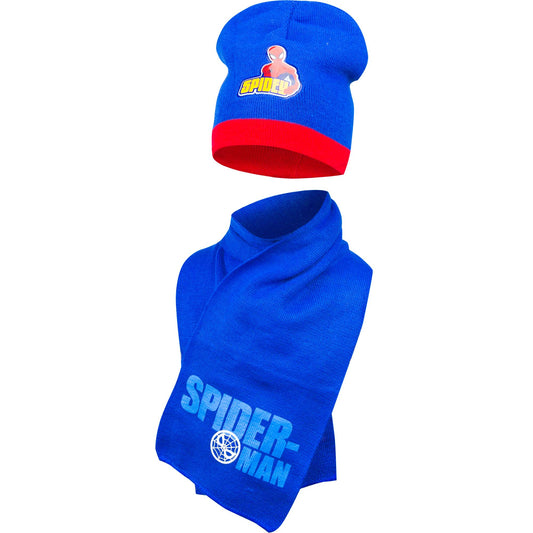 Spiderman Hat And Scarf Set Blue